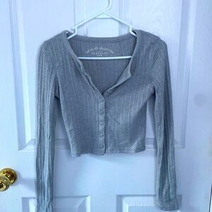 aeropostale gray button up long sleeve size small